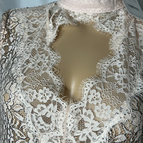 Free People tell tale sheer lace tunic mini dress keyhole long bell sleeve - Picture 13 of 16